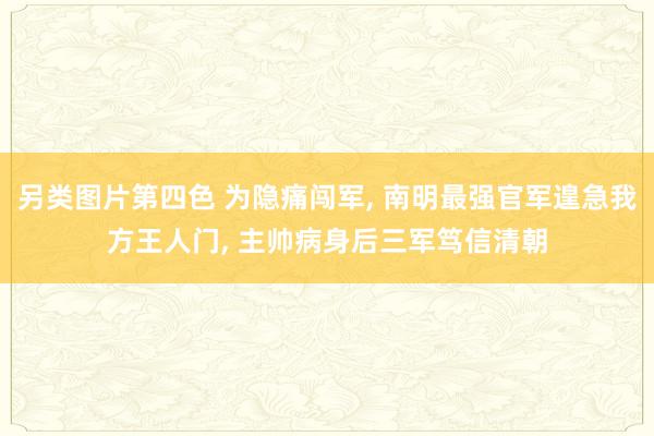 另类图片第四色 为隐痛闯军, 南明最强官军遑急我方王人门, 主帅病身后三军笃信清朝