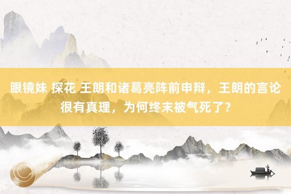 眼镜妹 探花 王朗和诸葛亮阵前申辩，王朗的言论很有真理，为何终末被气死了？