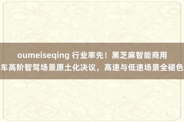 oumeiseqing 行业率先！黑芝麻智能商用车高阶智驾场景原土化决议，高速与低速场景全褪色