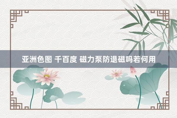 亚洲色图 千百度 磁力泵防退磁吗若何用