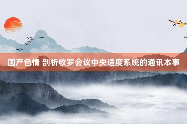 国产色情 剖析收罗会议中央适度系统的通讯本事