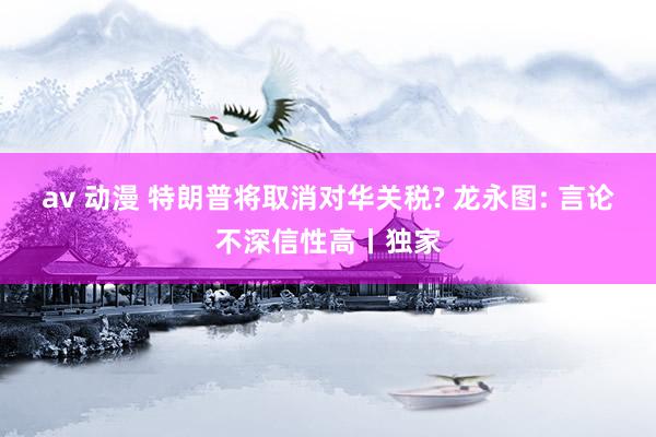 av 动漫 特朗普将取消对华关税? 龙永图: 言论不深信性高丨独家