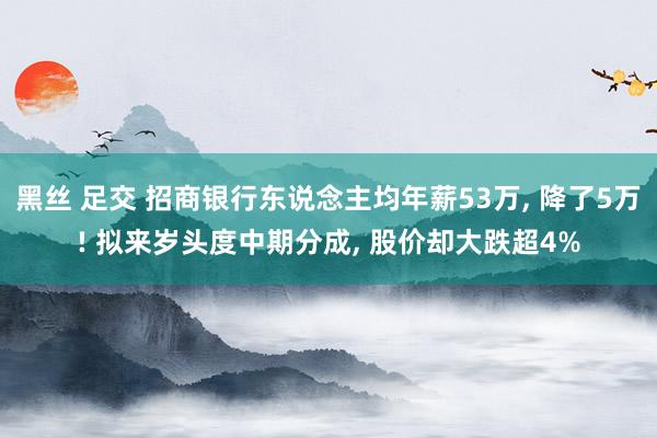 黑丝 足交 招商银行东说念主均年薪53万, 降了5万! 拟来岁头度中期分成, 股价却大跌超4%
