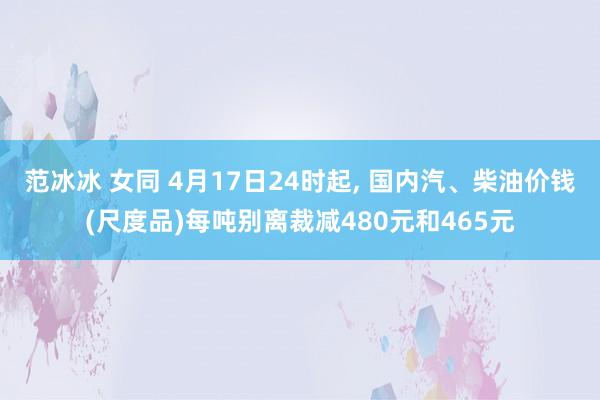 范冰冰 女同 4月17日24时起, 国内汽、柴油价钱(尺度品)每吨别离裁减480元和465元